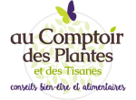 Logo du comptoir des plantes et des tisanes (papillon et feuilles)
